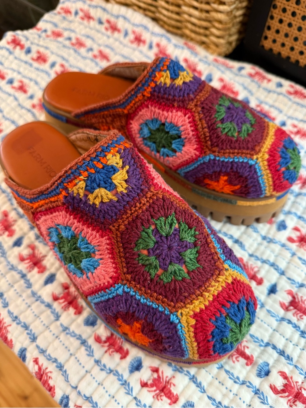 FARM Rio Multicolor Crochet Platform Mules - Picture 2 of 10